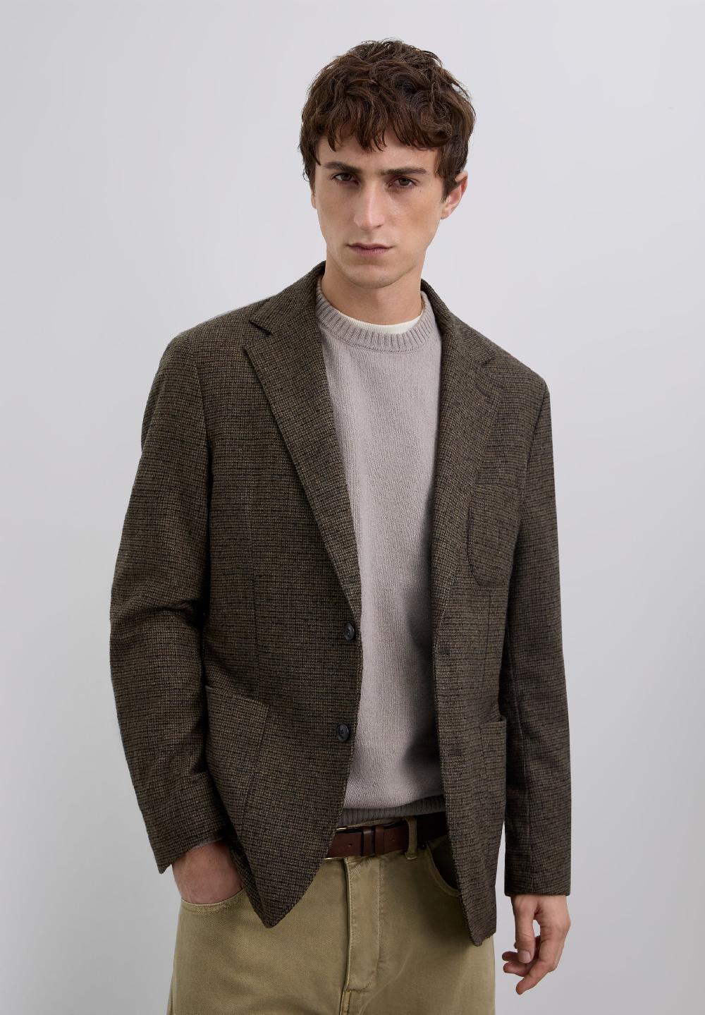 Scalpers CHECKED WOOL BLAZER BROWN CHECK