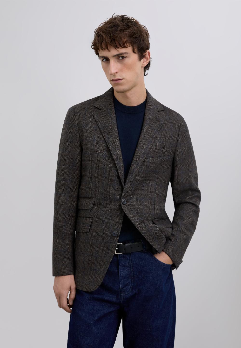 scalpers CHECKED WOOL BLAZER BROWN CHECK