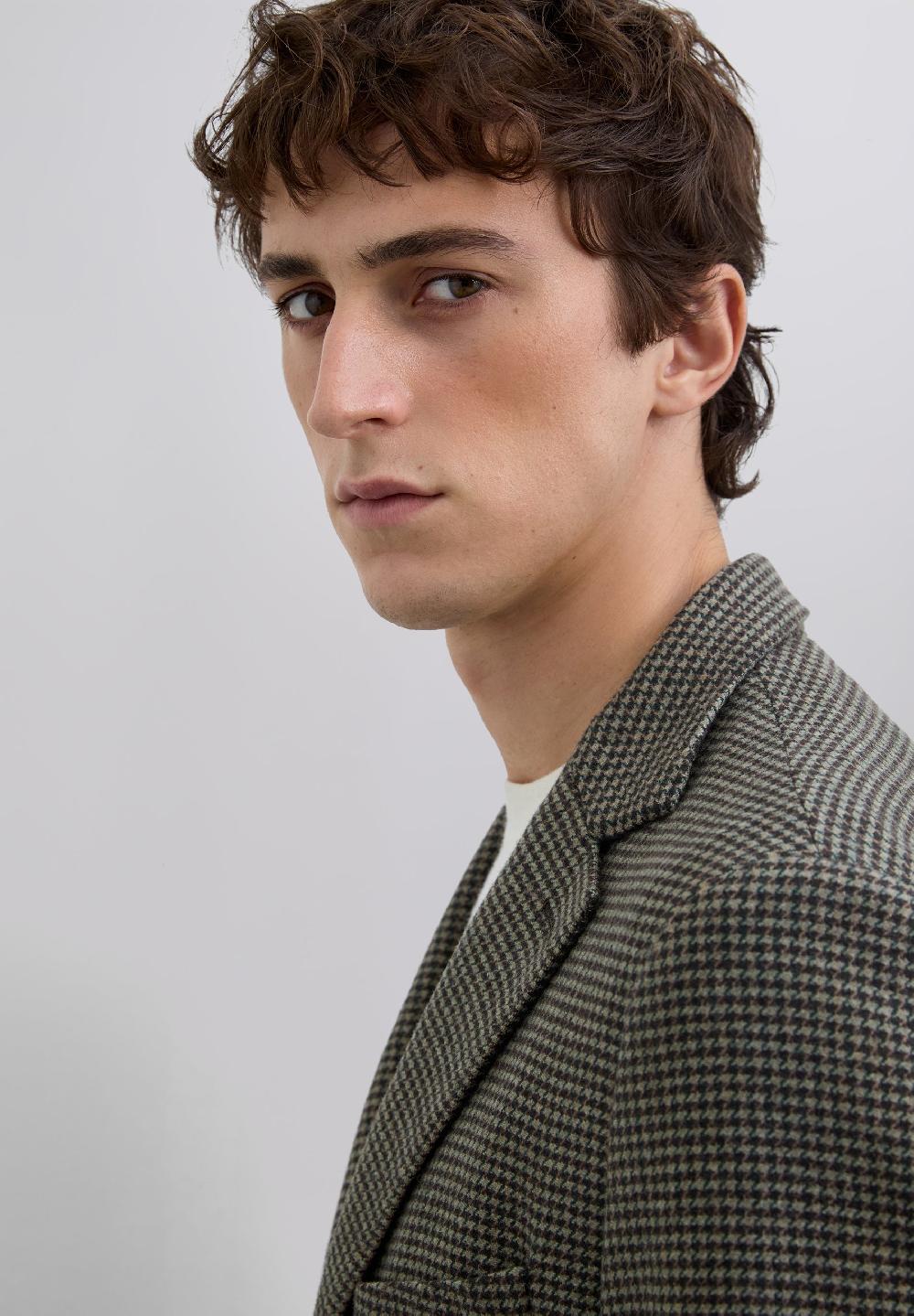 scalpers CHECKED WOOL BLAZER KHAKI CHECK