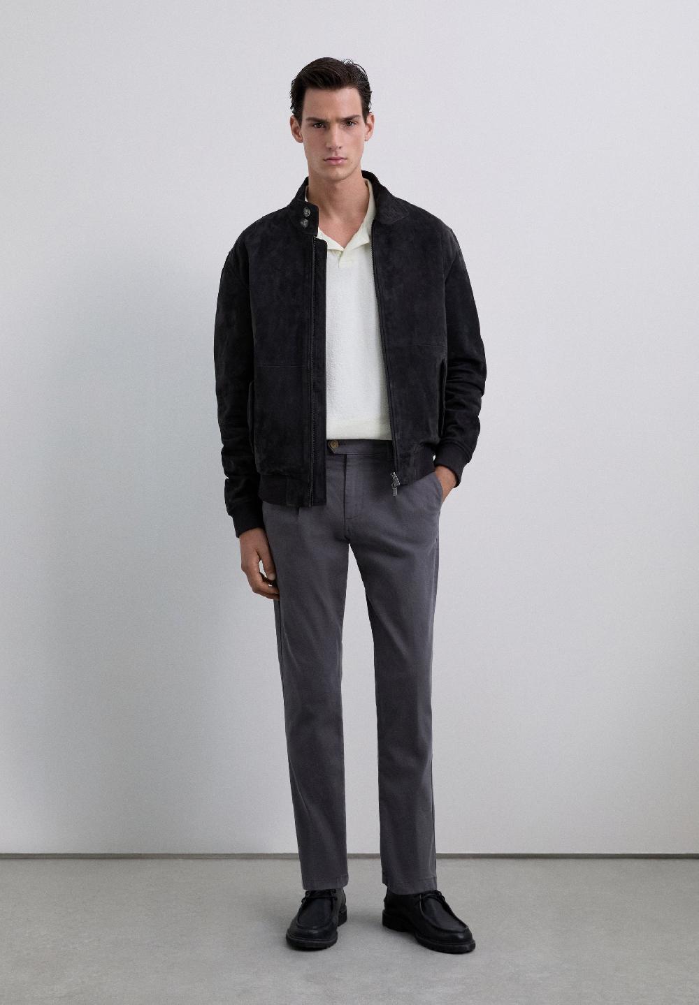 Scalpers CHINO TROUSERS WITH DARTS DARK GREY