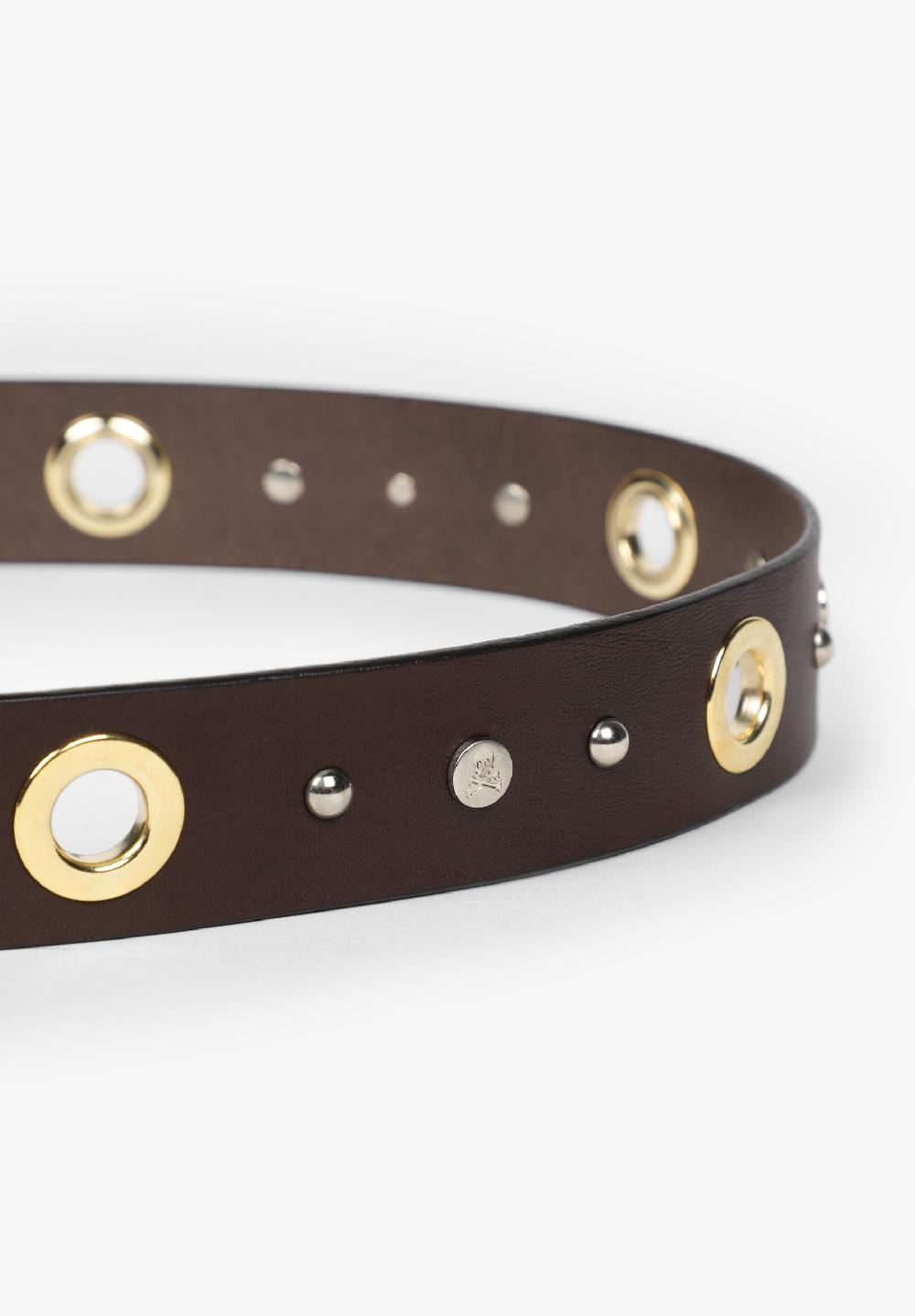 Scalpers CINTURÓN PIEL DETALLES DORADOS BROWN