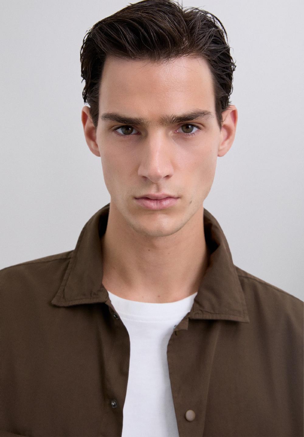 Scalpers CLASSIC COLLARED OVERSHIRT BROWN