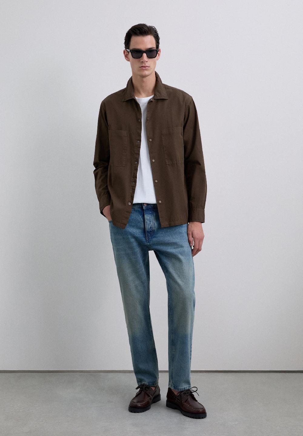 Scalpers CLASSIC COLLARED OVERSHIRT BROWN