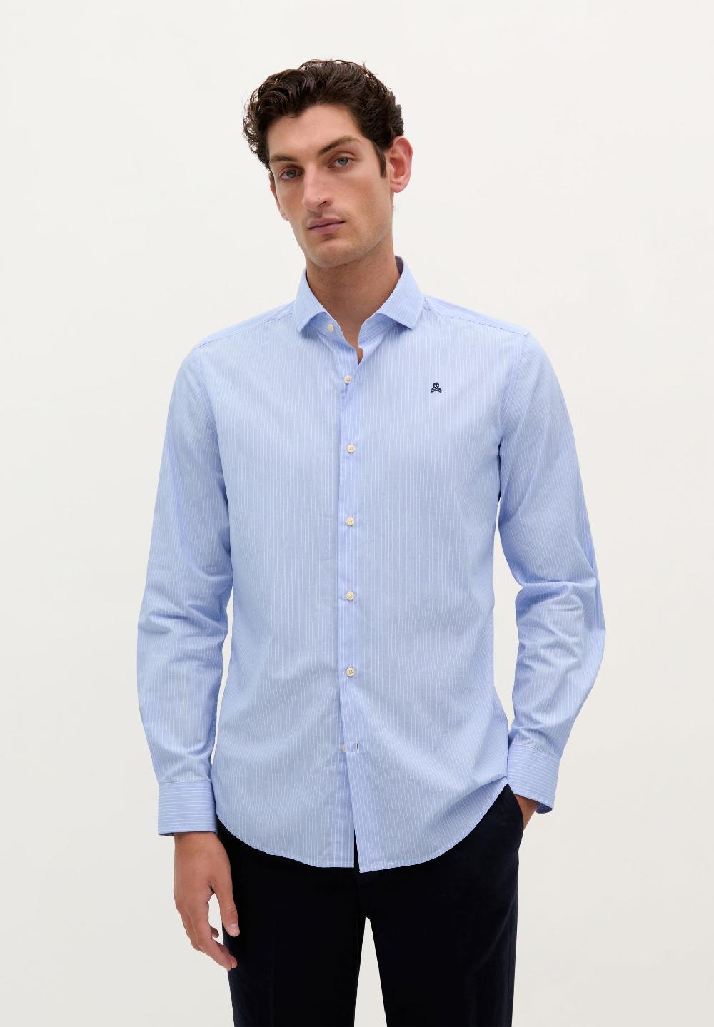 Scalpers CLASSIC COTTON STRIPED SHIRT BLUE STRIPES