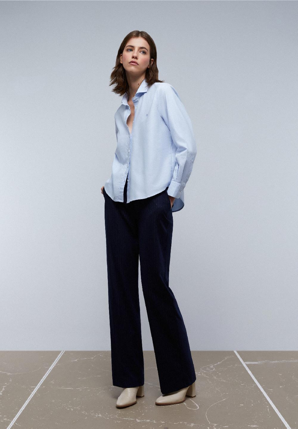 Scalpers CLASSIC SHIRT WITH CHEST EMBROIDERY BLUE