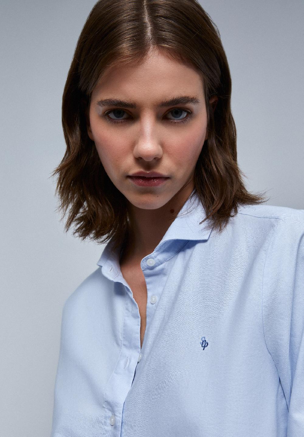 Scalpers CLASSIC SHIRT WITH CHEST EMBROIDERY BLUE