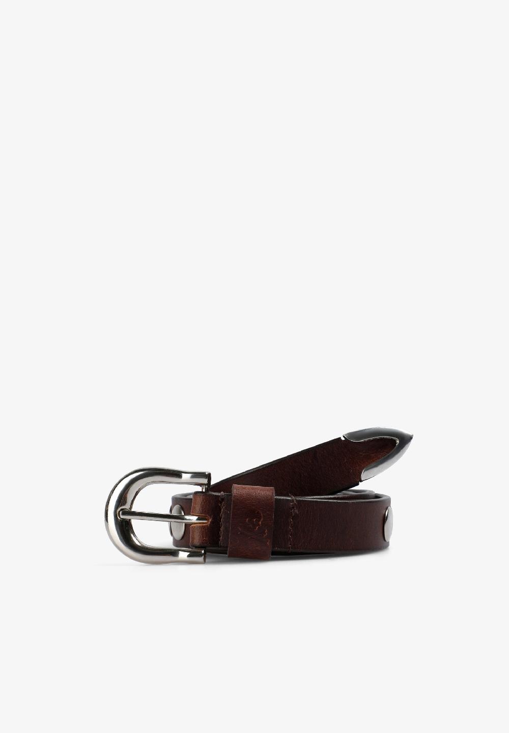 scalpers CLASSIC STUDDED LEATHER BELT BROWN
