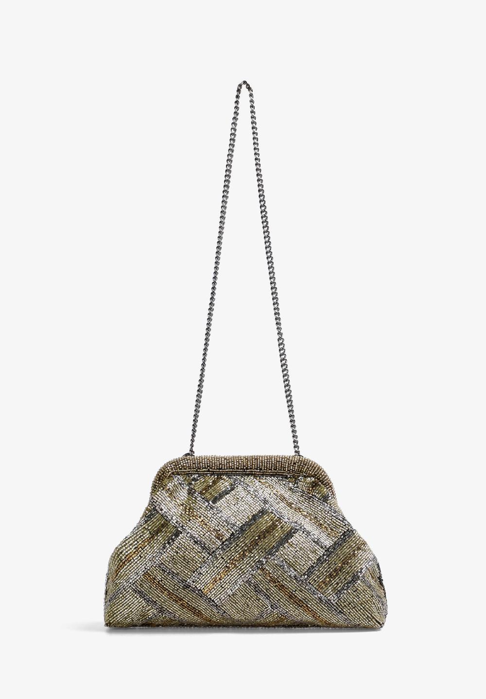 Scalpers CLUTCH BAG WITH BEAD DETAIL GOLD