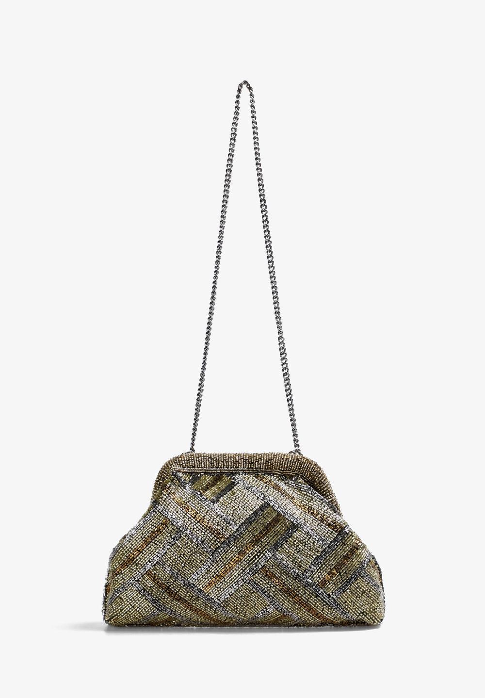Scalpers CLUTCH BAG WITH BEAD DETAIL GOLD