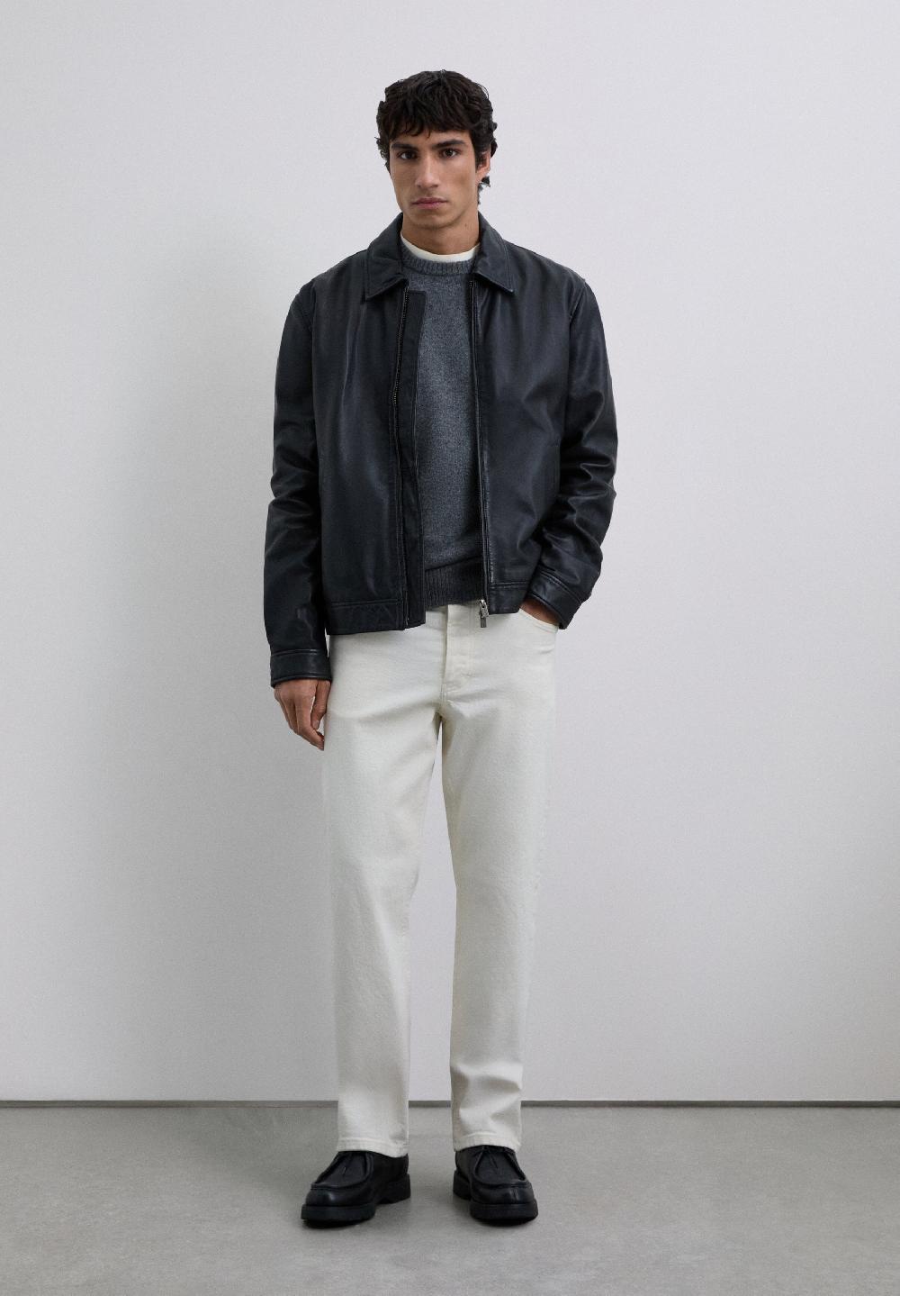 Scalpers COLLARED LEATHER JACKET BLACK