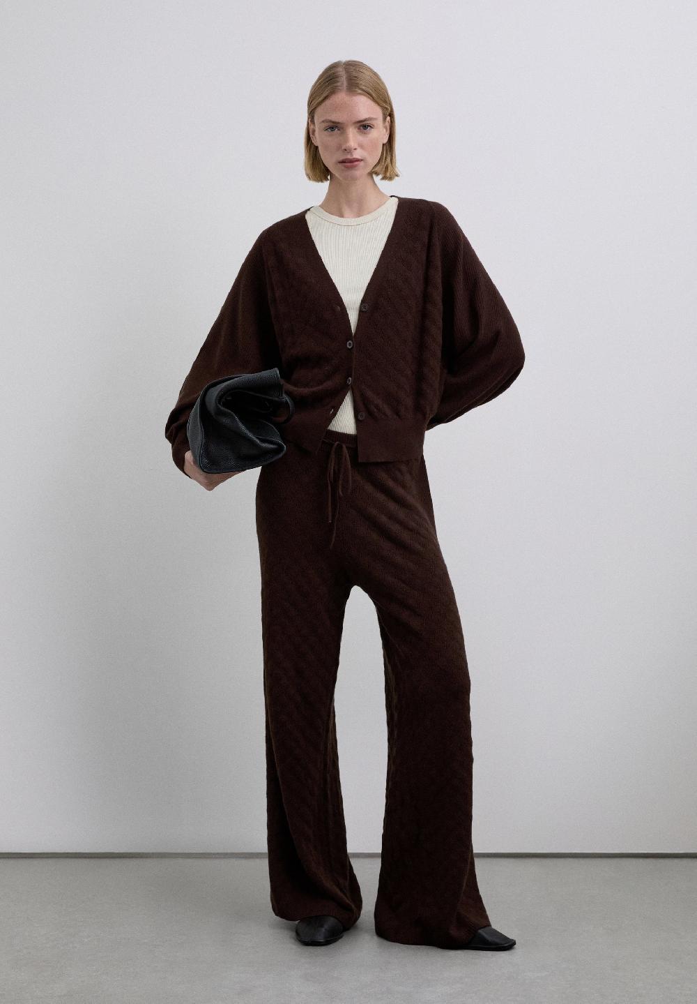 Scalpers CONTRAST FULL LENGTH TROUSERS DARK BROWN