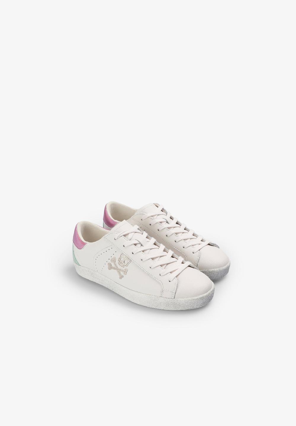 Scalpers CONTRAST LEATHER SNEAKERS OFF WHITE/PINK
