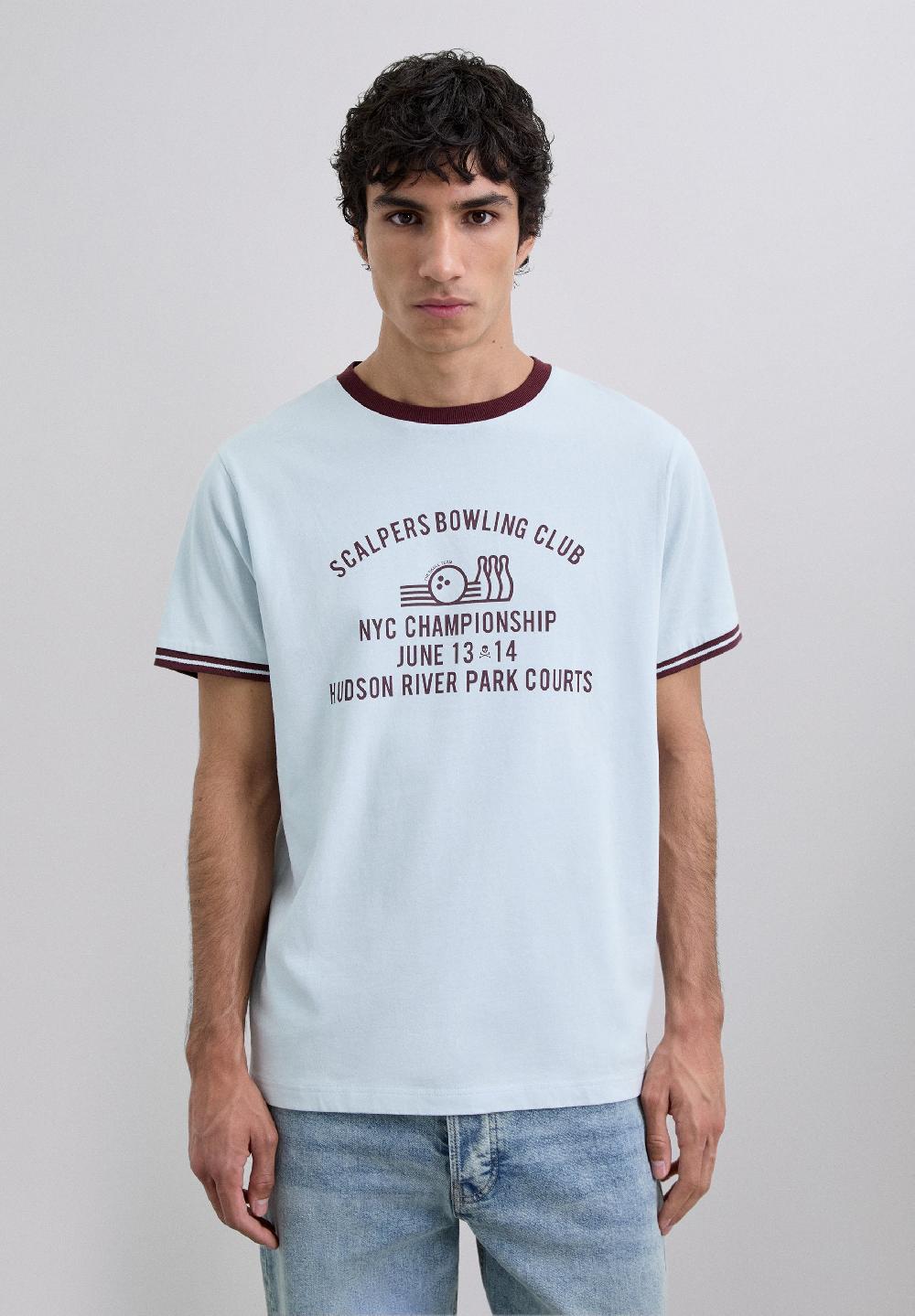 Scalpers CONTRAST PRINT T-SHIRT BURGUNDY