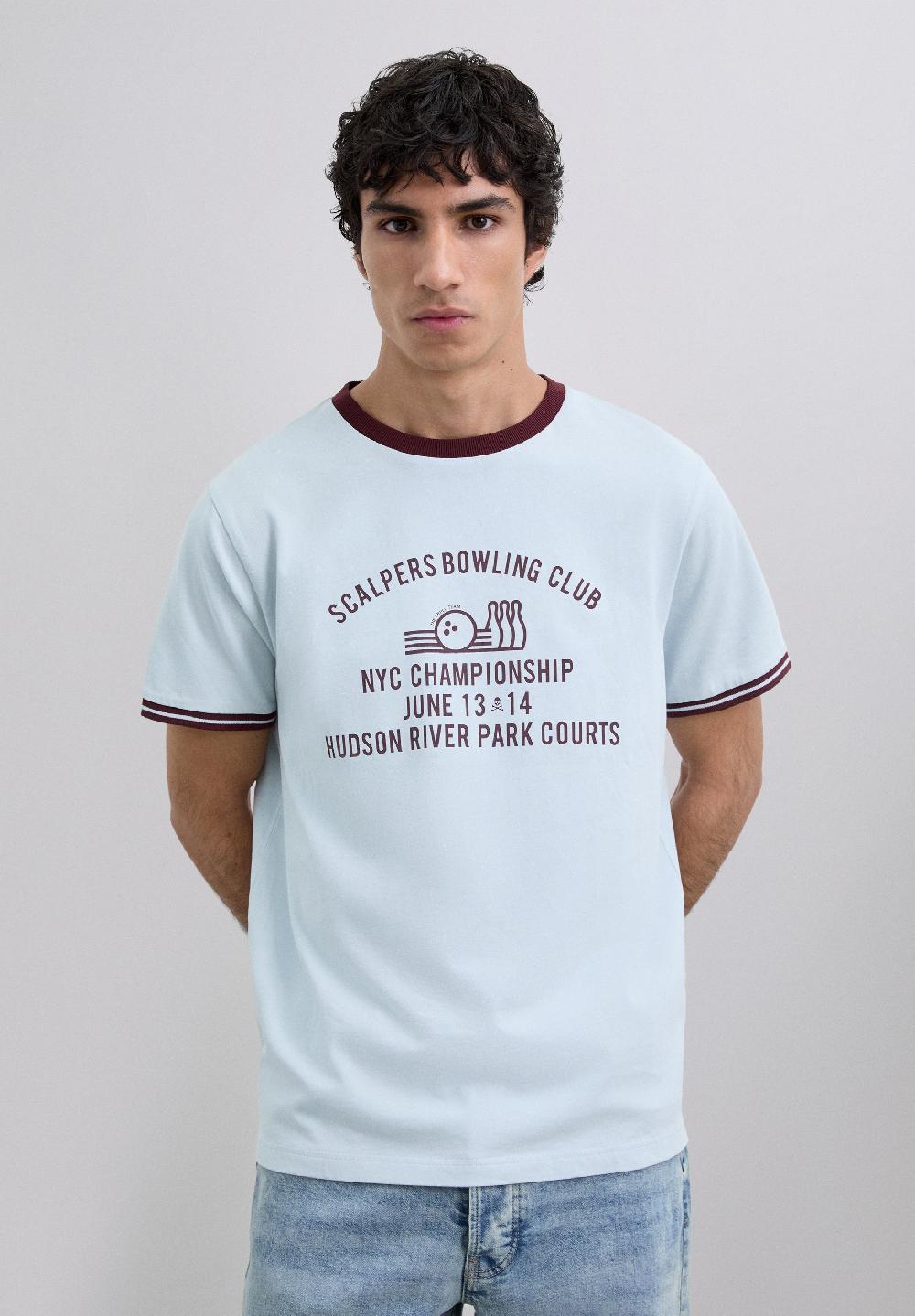 Scalpers CONTRAST PRINT T-SHIRT BURGUNDY