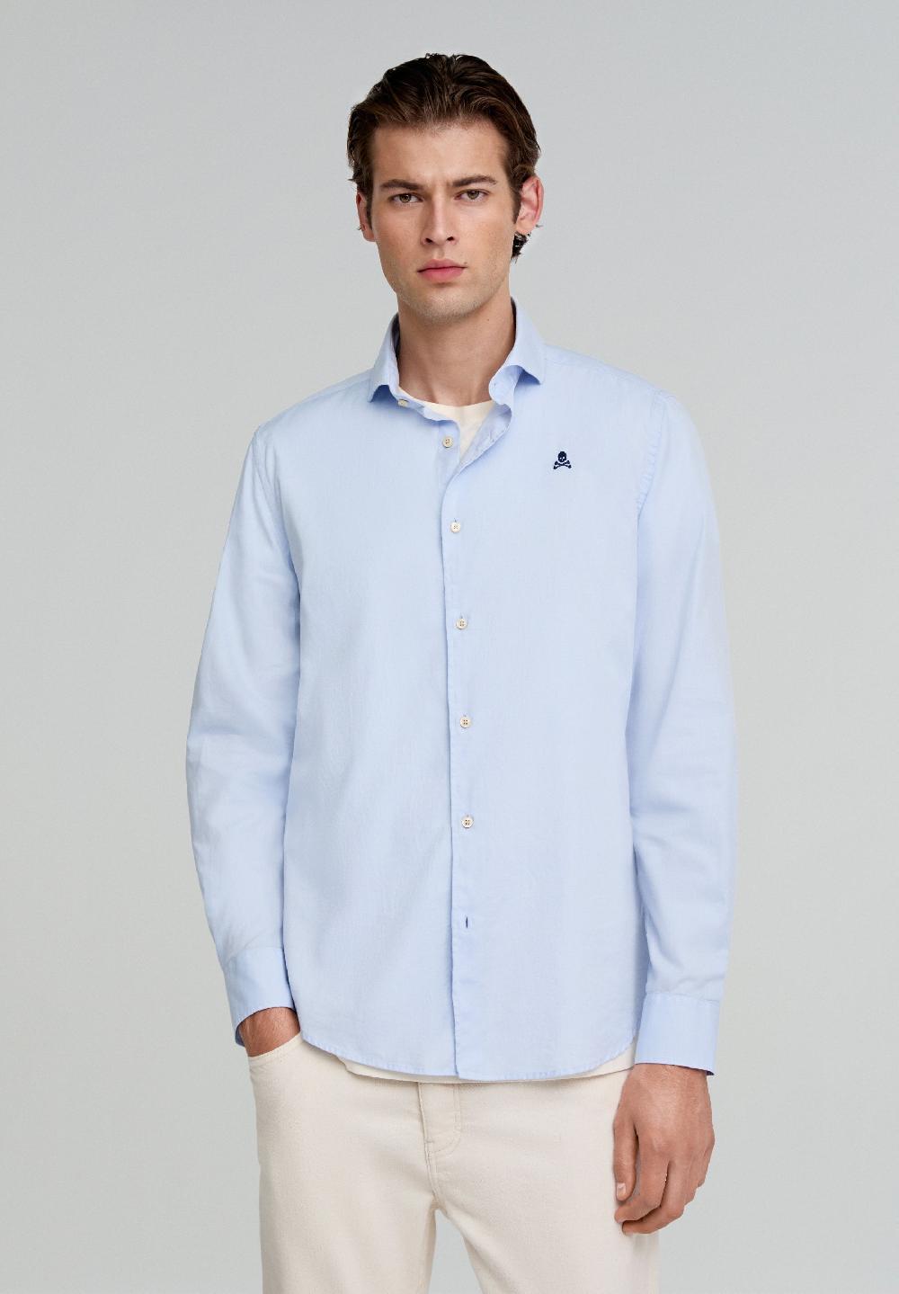 Scalpers CONTRAST SKULL PLAIN FORMAL SHIRT SKYBLUE