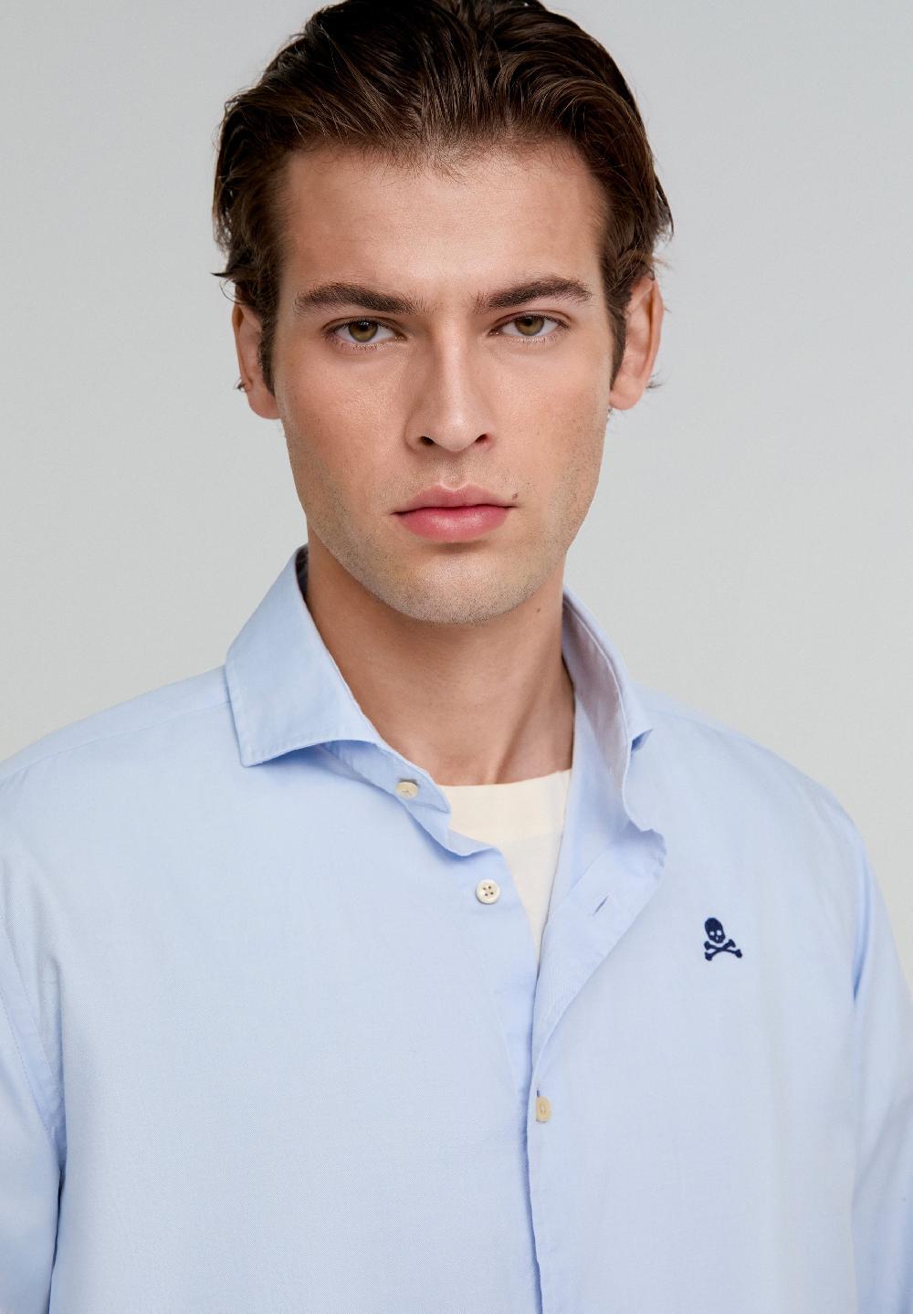 Scalpers CONTRAST SKULL PLAIN FORMAL SHIRT SKYBLUE