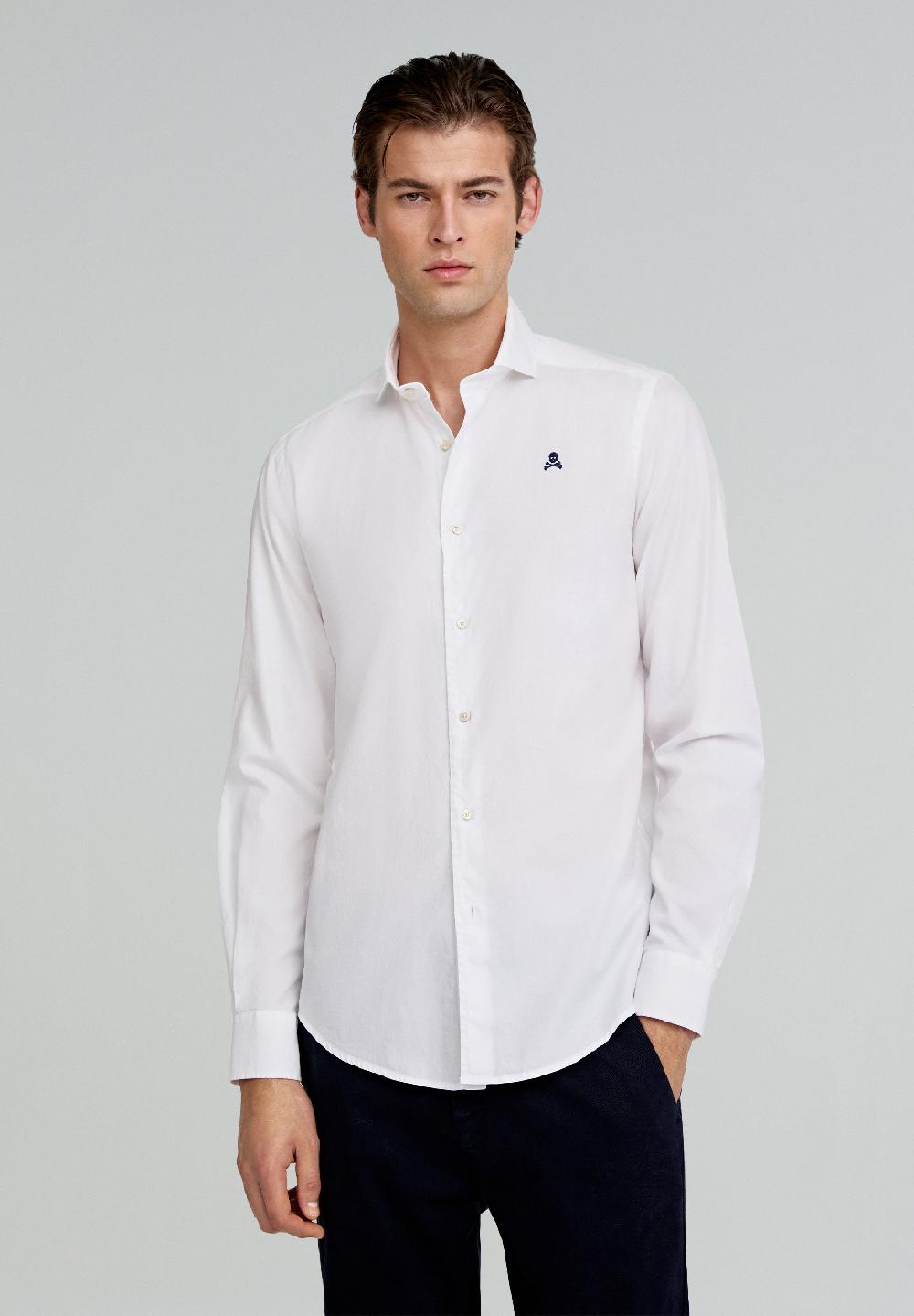 Scalpers CONTRAST SKULL PLAIN FORMAL SHIRT WHITE