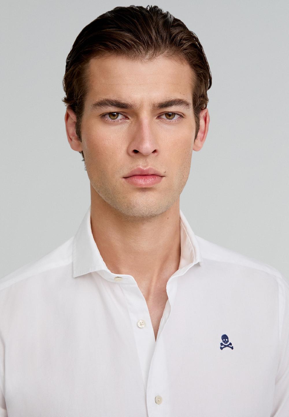 Scalpers CONTRAST SKULL PLAIN FORMAL SHIRT WHITE