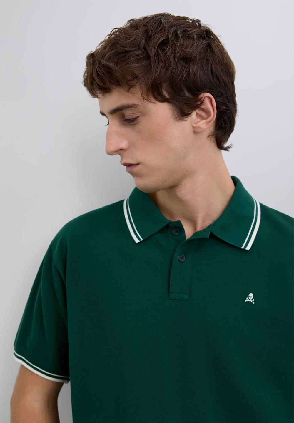 Scalpers CONTRAST SKULL POLO SHIRT DARK GREEN