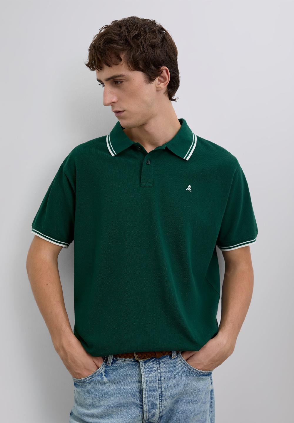 Scalpers CONTRAST SKULL POLO SHIRT DARK GREEN