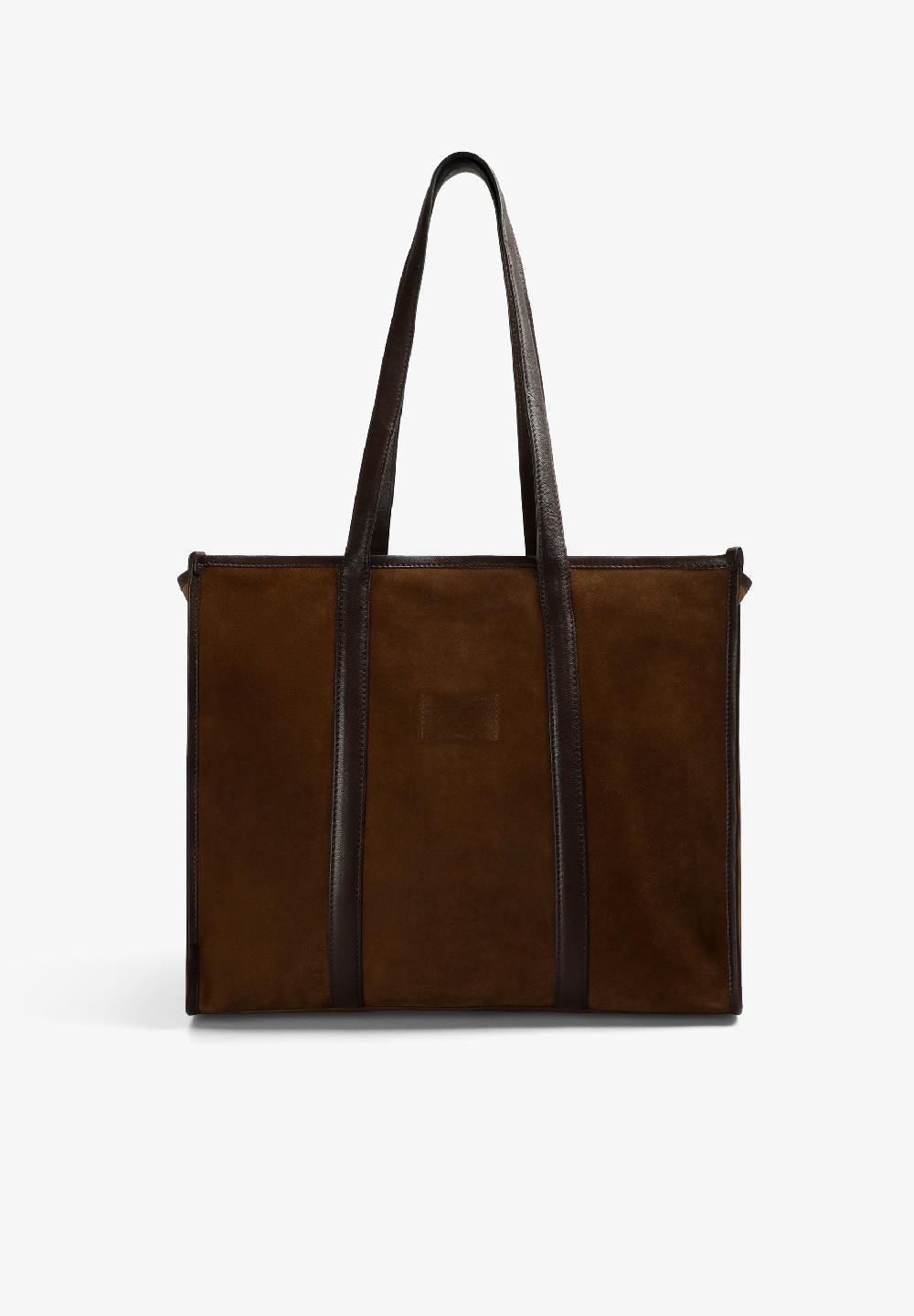 Scalpers CONTRAST SUEDE TOTE BAG BROWN