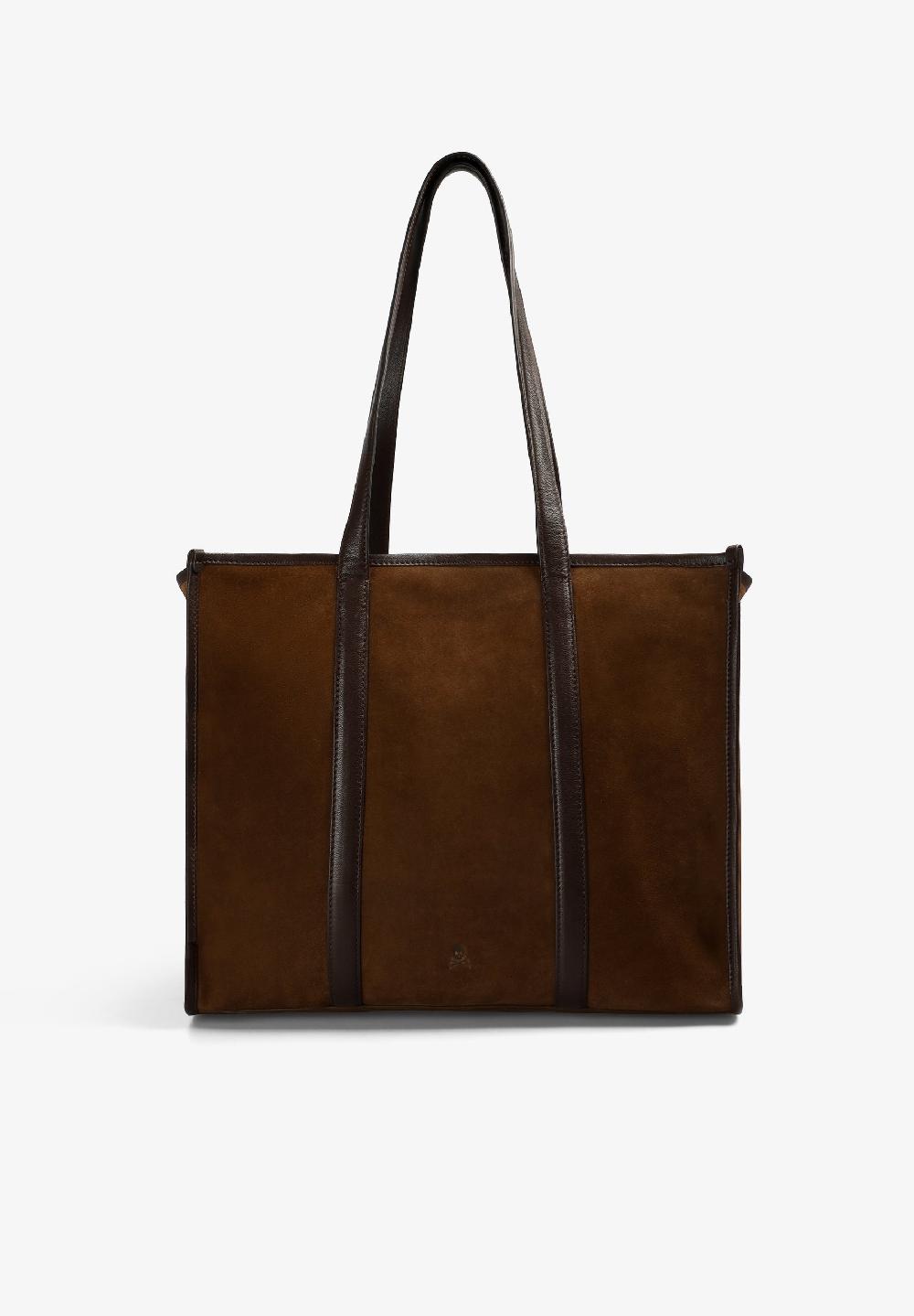 Scalpers CONTRAST SUEDE TOTE BAG BROWN