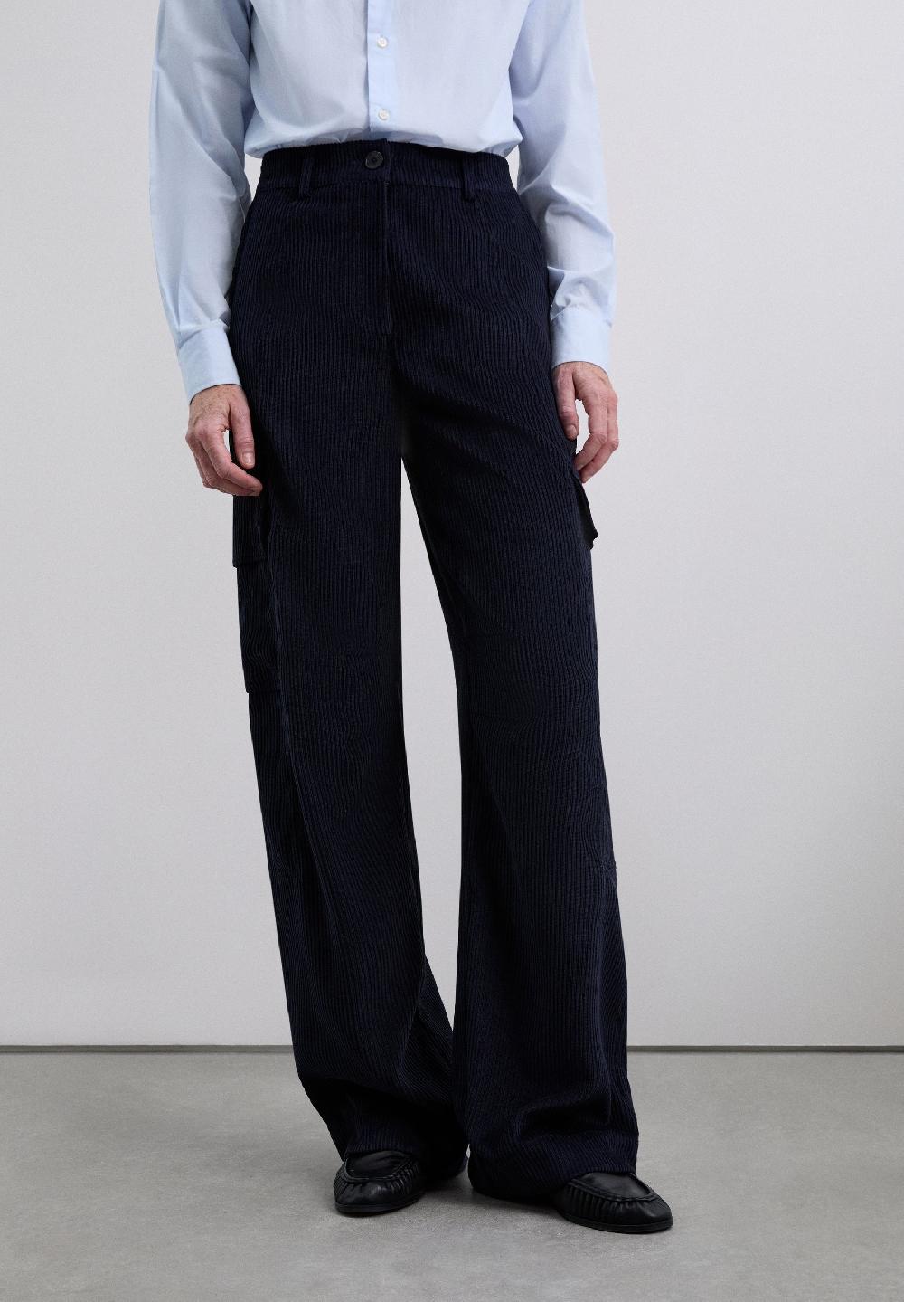 Scalpers CORDUROY CARGO TROUSERS NAVY