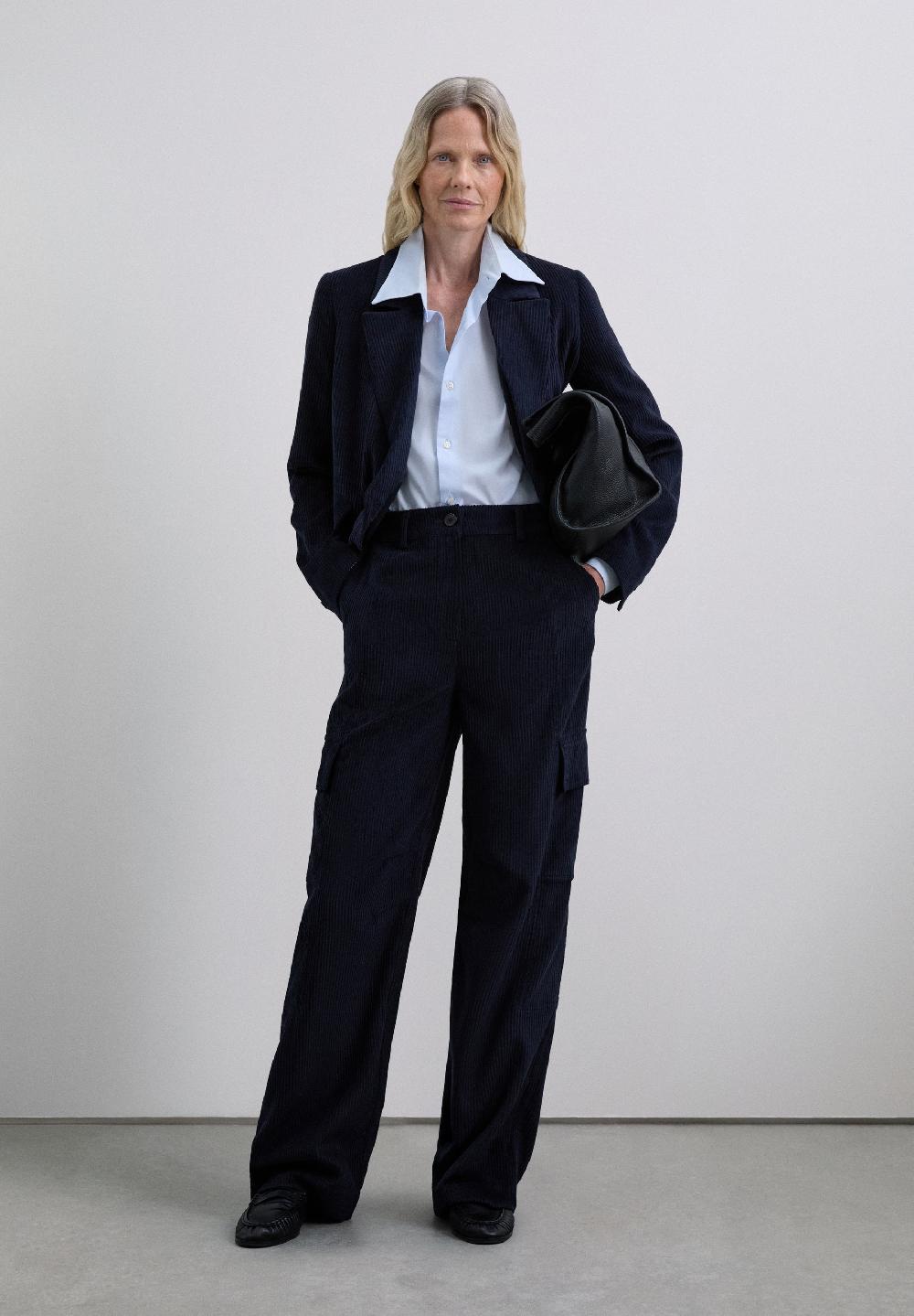 scalpers CORDUROY CARGO TROUSERS NAVY