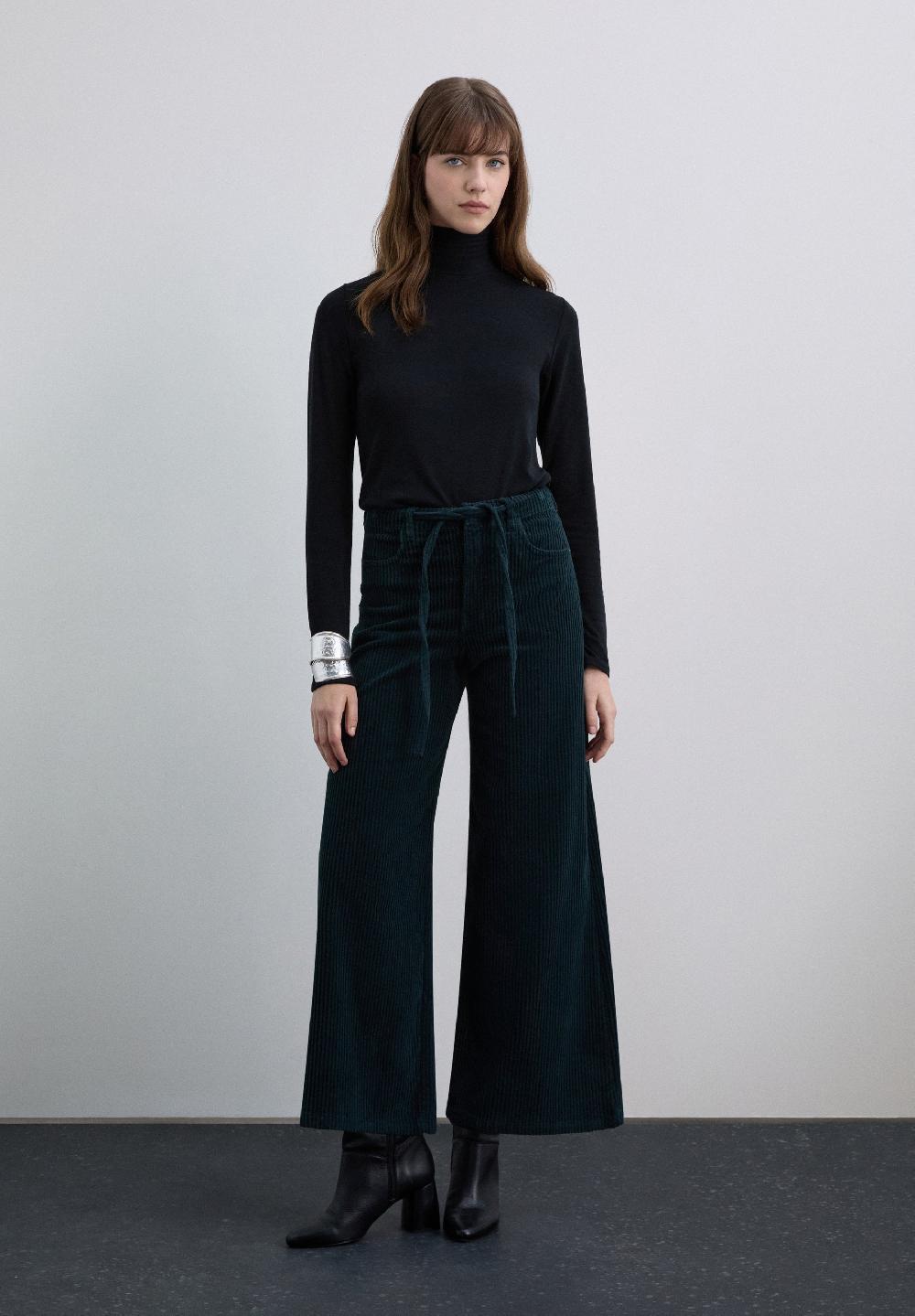 scalpers CORDUROY DRAWSTRING TROUSERS. DARK GREEN
