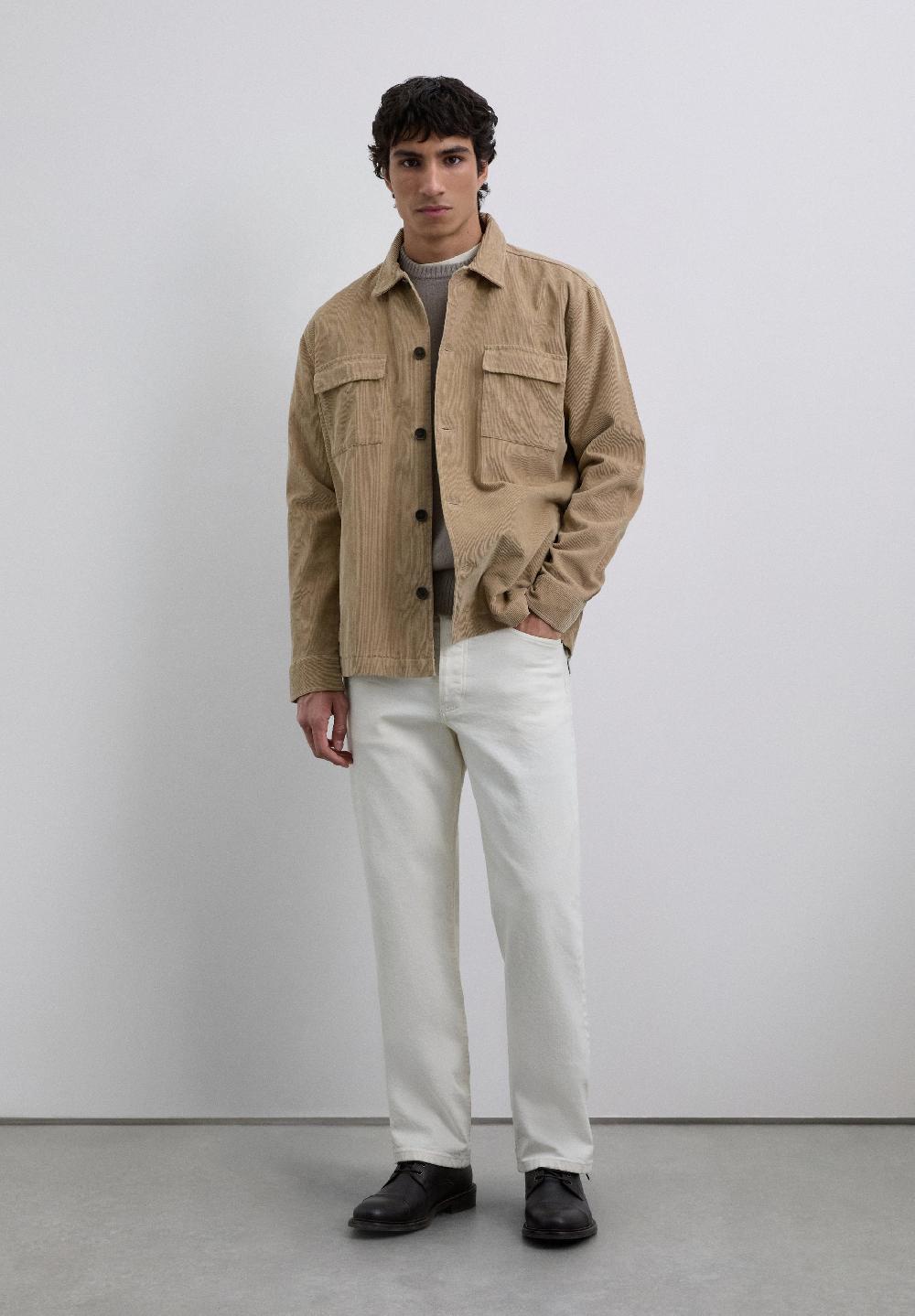 Scalpers CORDUROY OVERSHIRT WITH POCKETS BEIGE