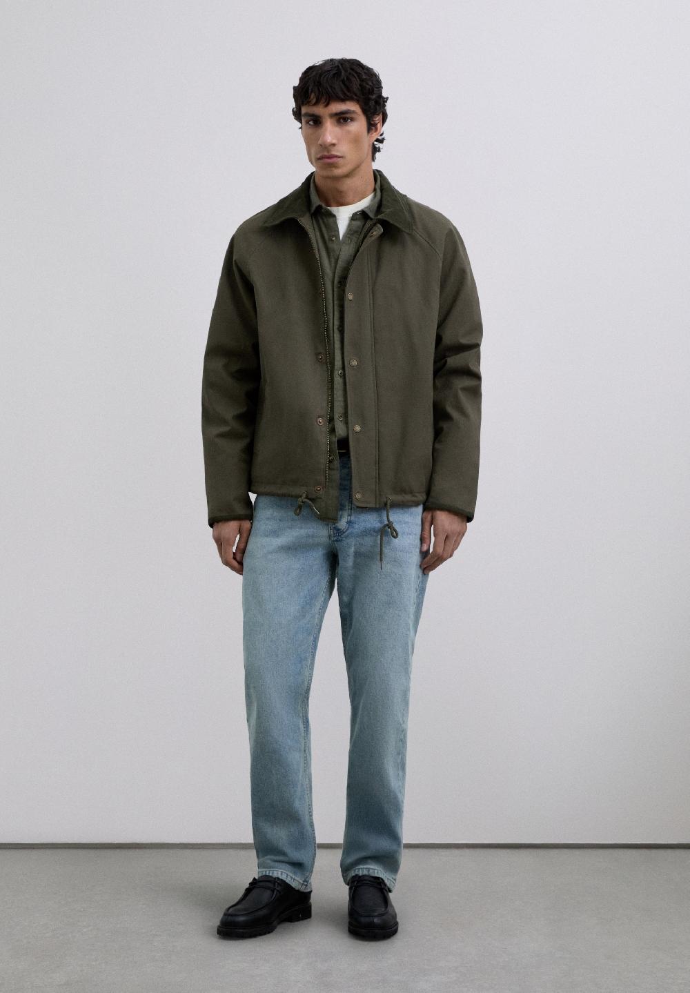 Scalpers COTTON JACKET WITH HOOD DARK KHAKI