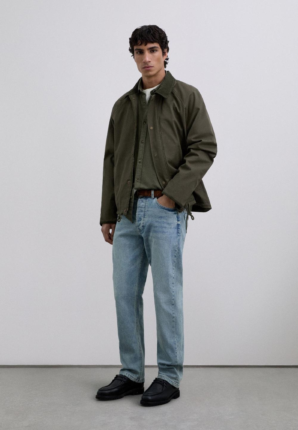 Scalpers COTTON JACKET WITH HOOD DARK KHAKI