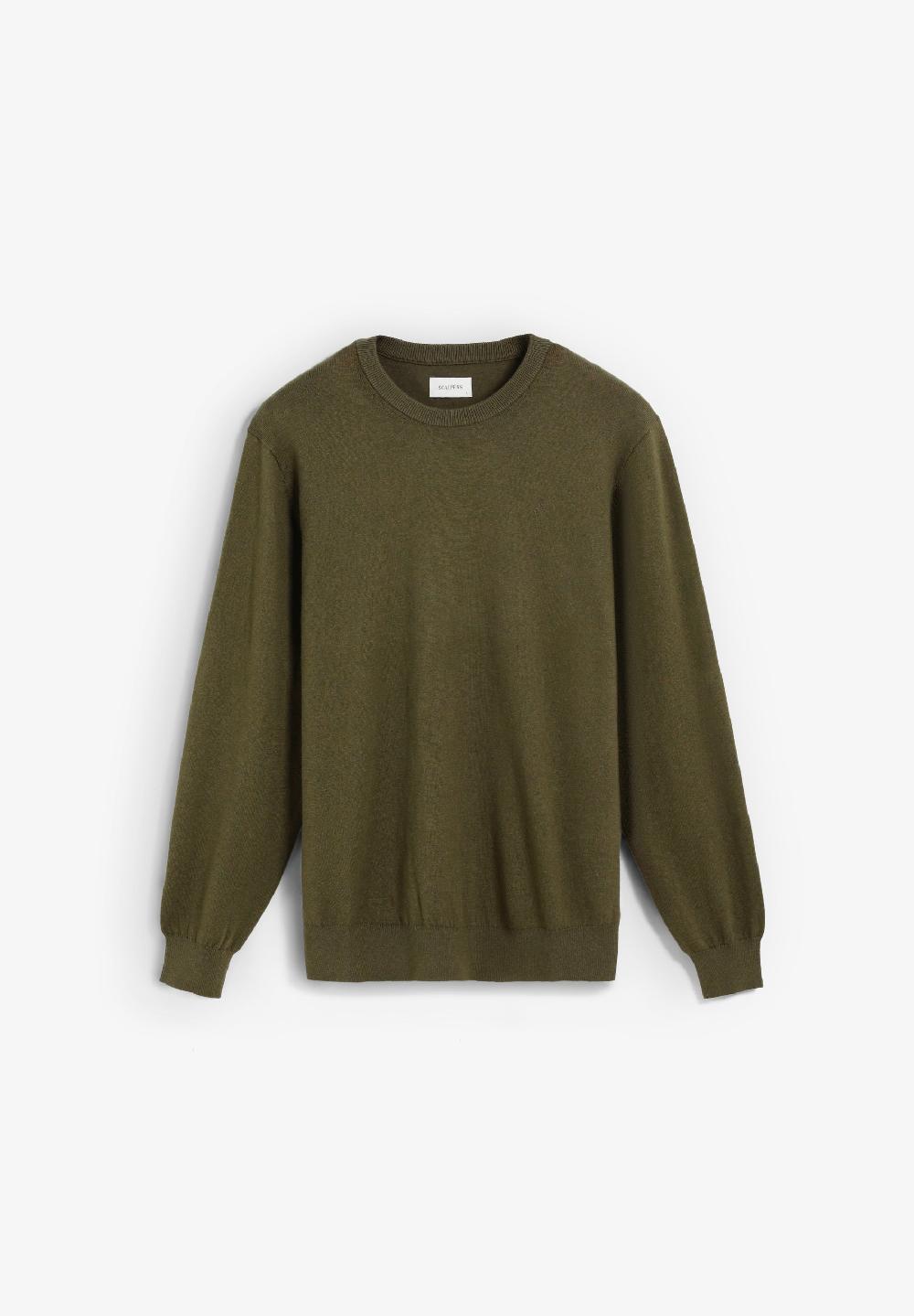 scalpers COTTON KNIT LONG SLEEVE SWEATER KHAKI