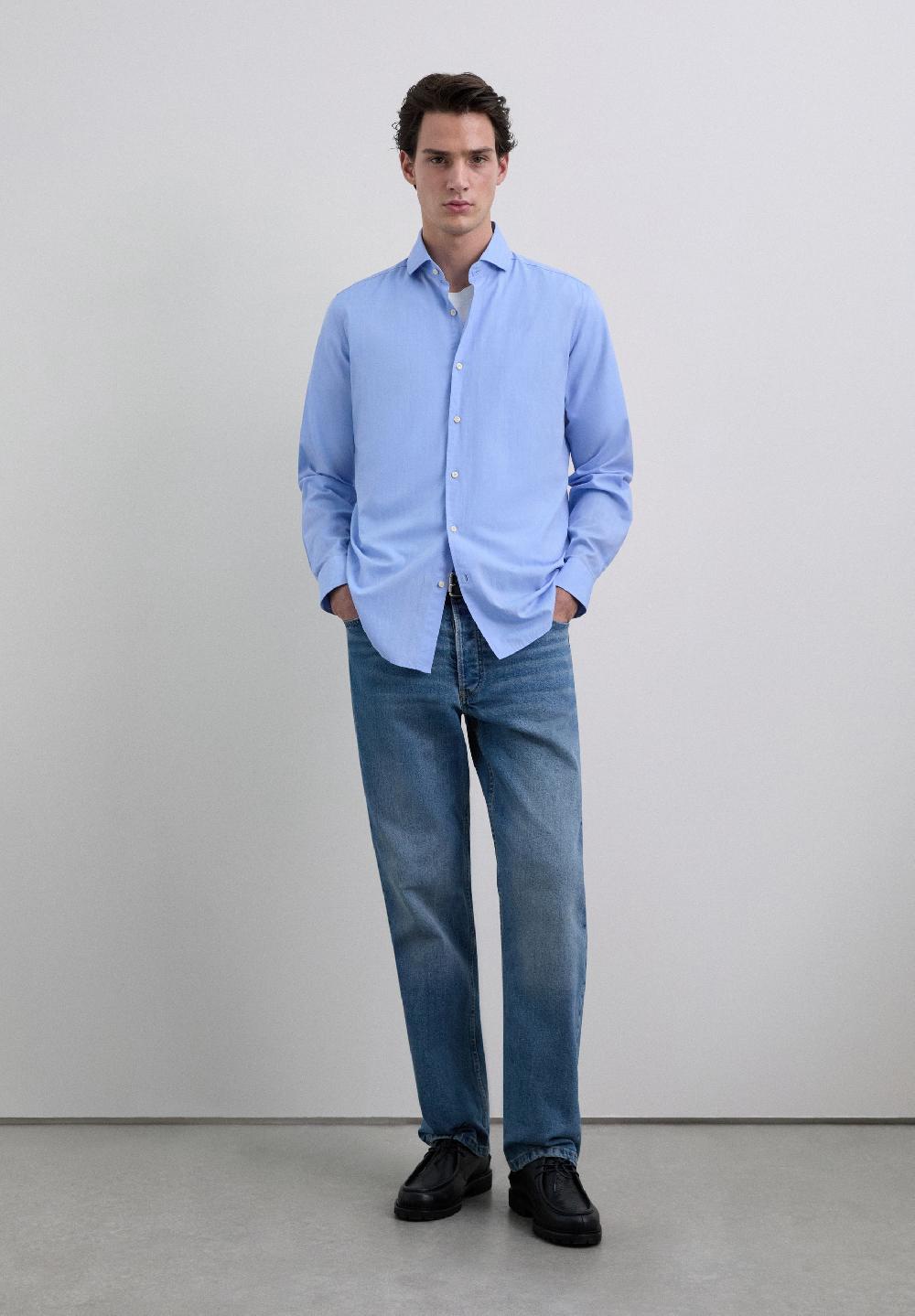 Scalpers COTTON SHIRT LIGHT BLUE