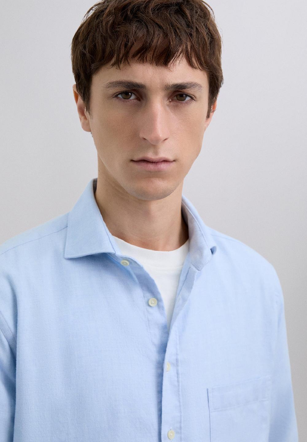 Scalpers COTTON SHIRT WITH POCKET SKYBLUE