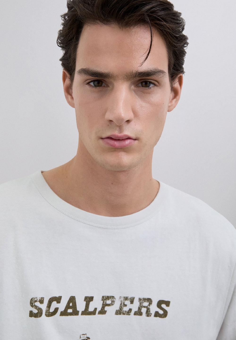 Scalpers COWBOY PRINT T-SHIRT LIGHT GREY