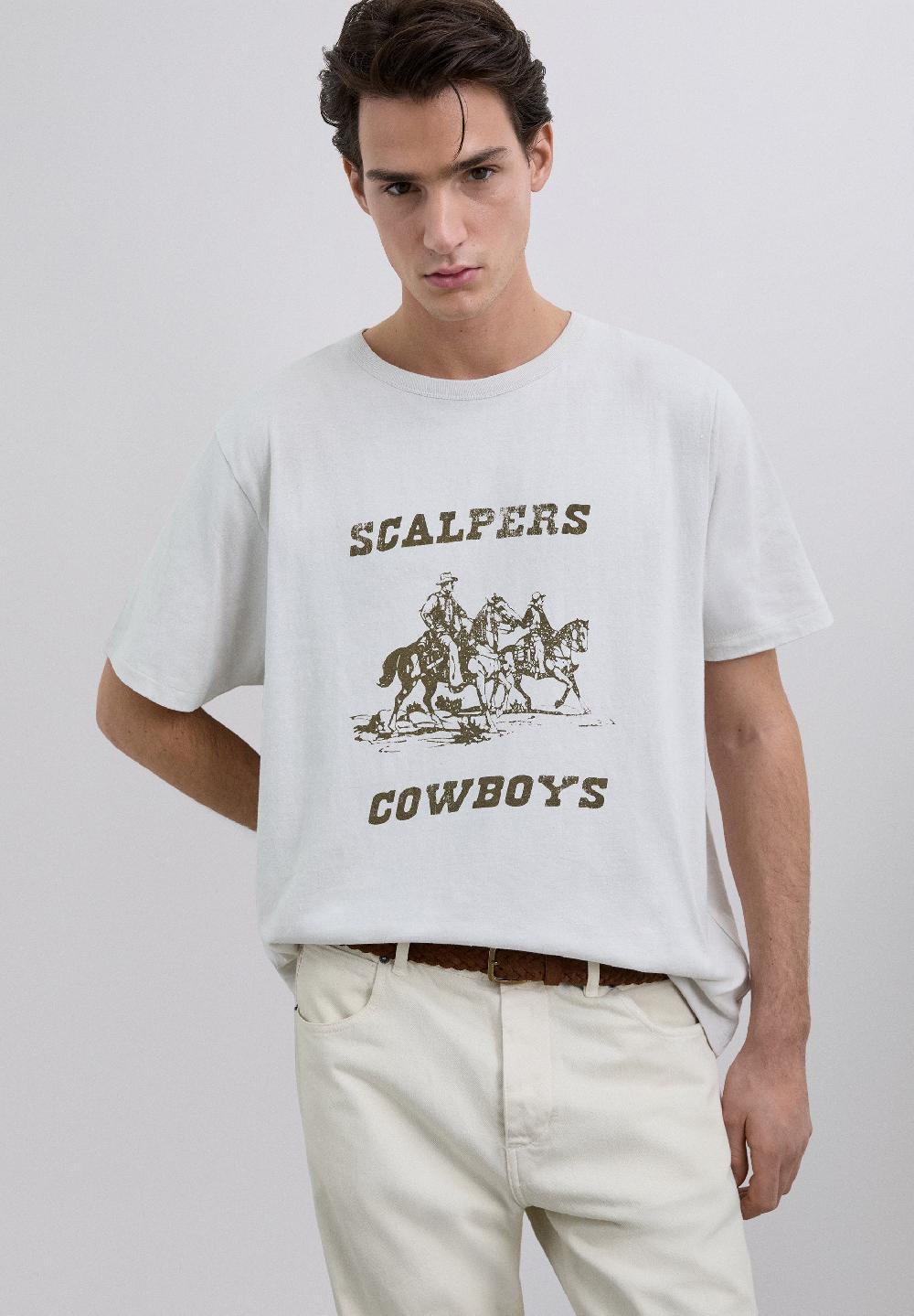 scalpers COWBOY PRINT T-SHIRT LIGHT GREY