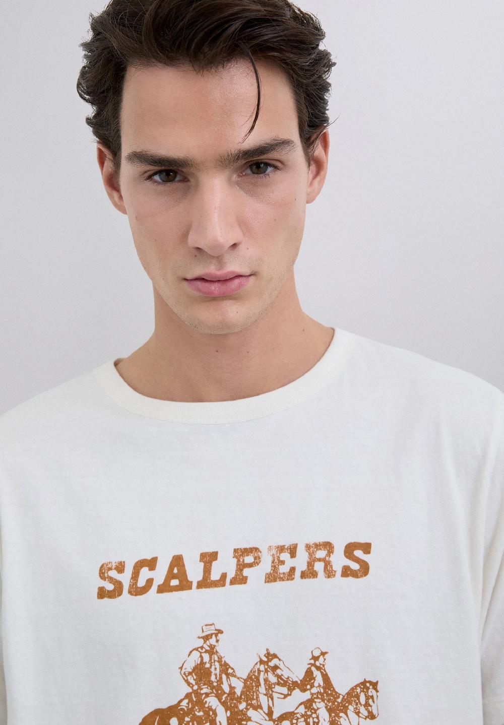 Scalpers COWBOY PRINT T-SHIRT OFF WHITE