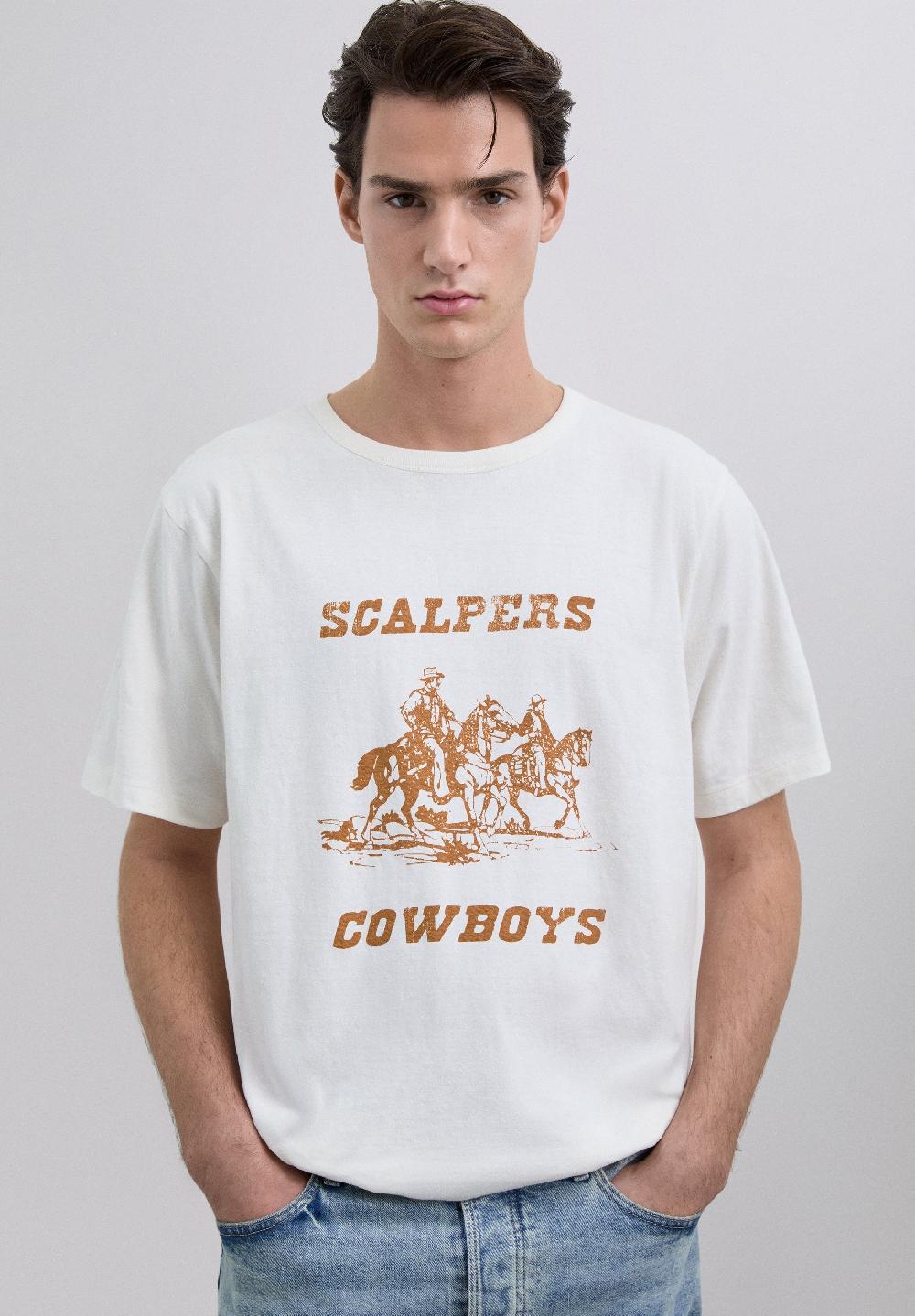 scalpers COWBOY PRINT T-SHIRT OFF WHITE