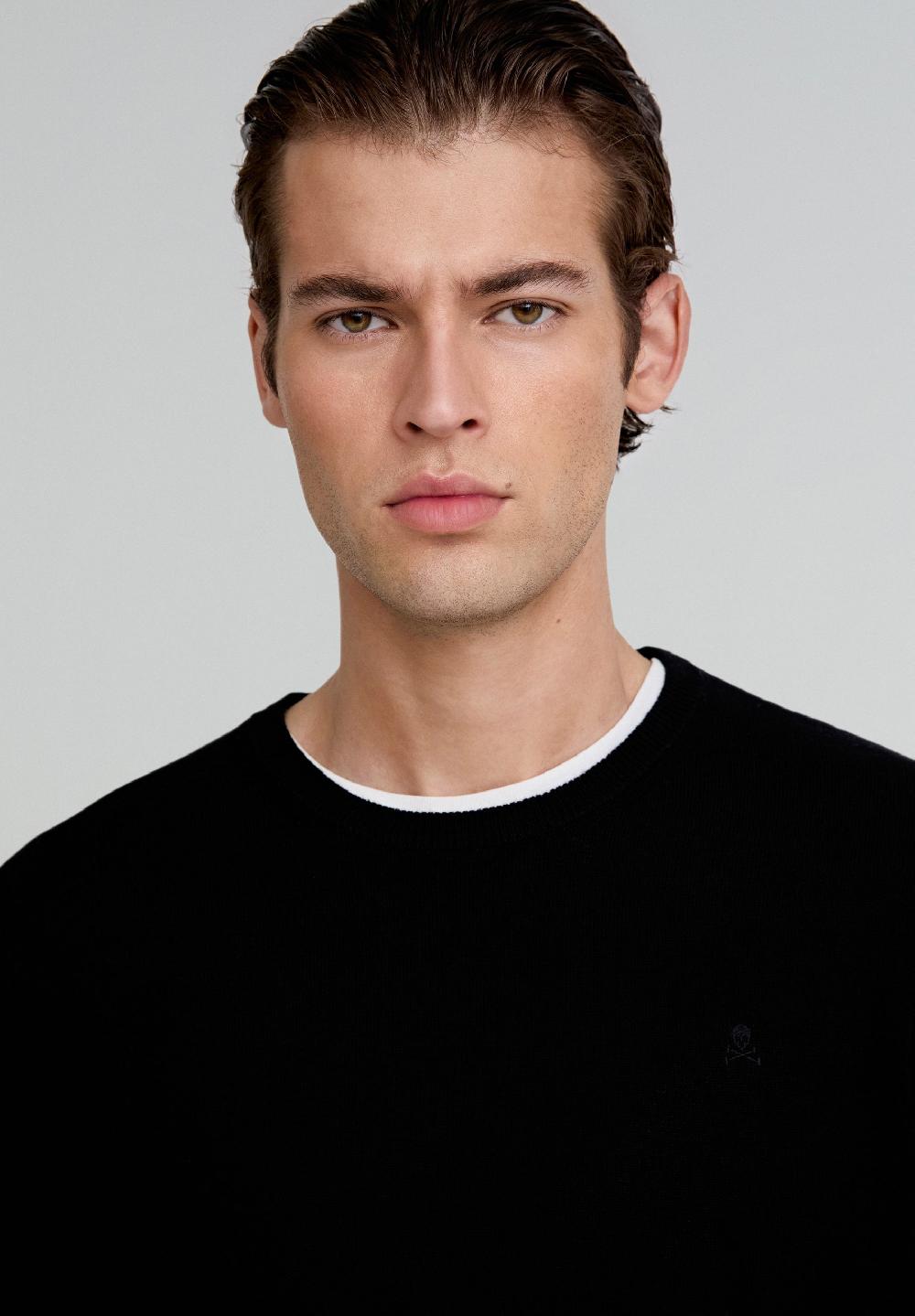 Scalpers CREW NECK SKULL SWEATER BLACK