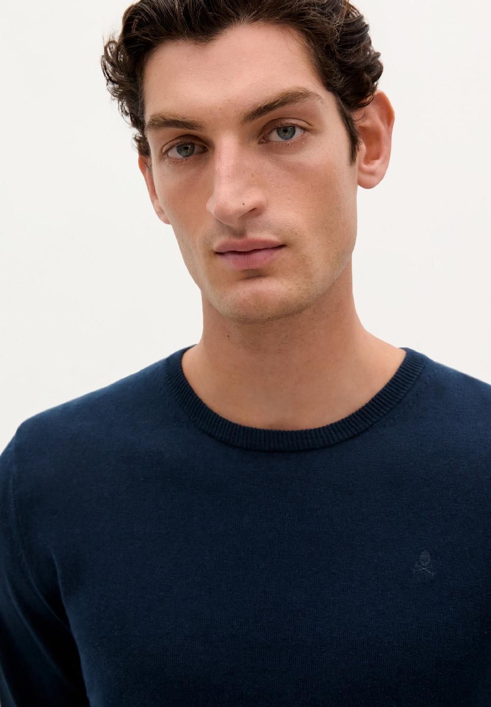 Scalpers CREW NECK SKULL SWEATER NAVY MELANGE