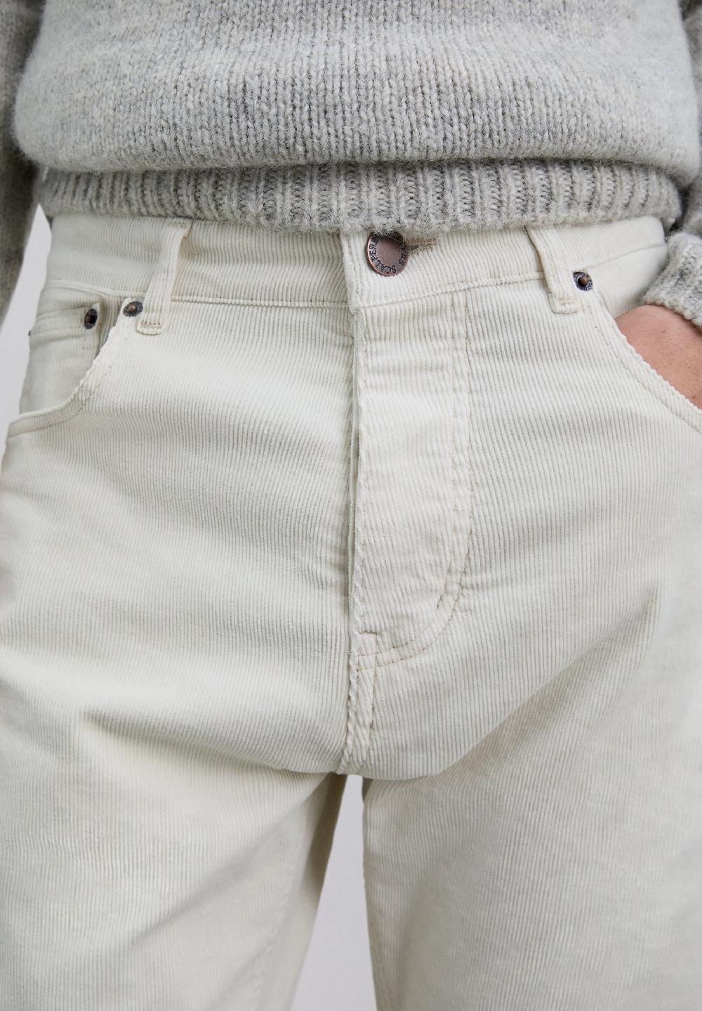 Scalpers CROPPED CORDUROY TROUSERS CREAM