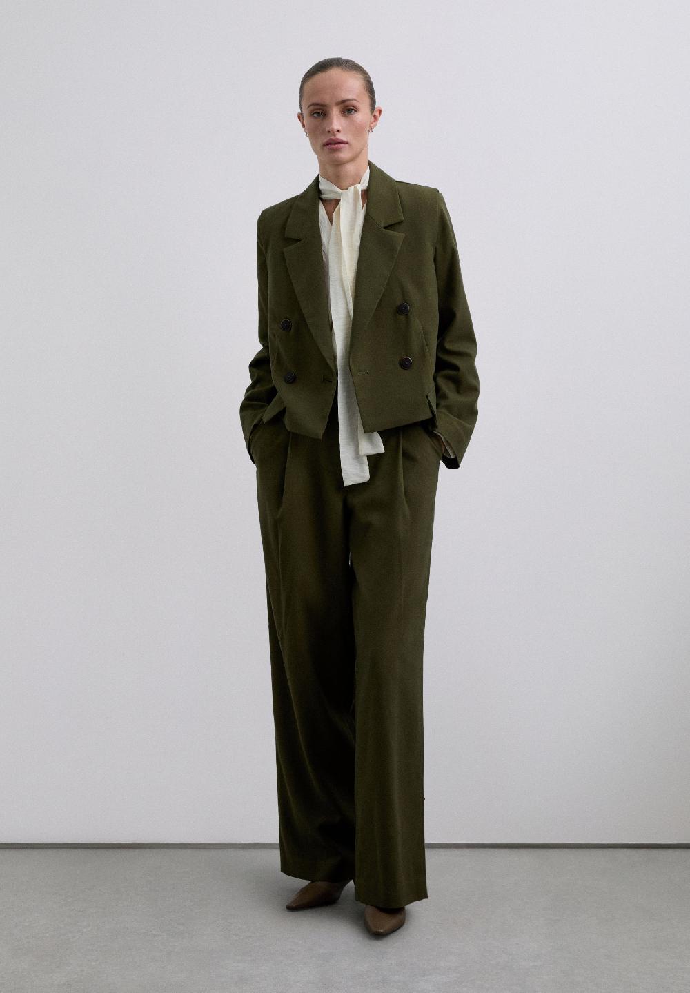 Scalpers CROPPED DETACHABLE BLAZER OLIVE