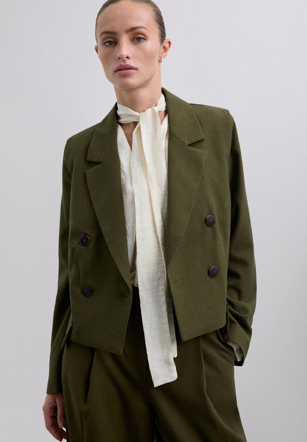 scalpers CROPPED DETACHABLE BLAZER OLIVE