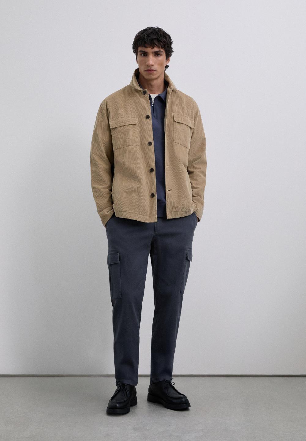 Scalpers CROPPED FIT CARGO TROUSERS DARK NAVY