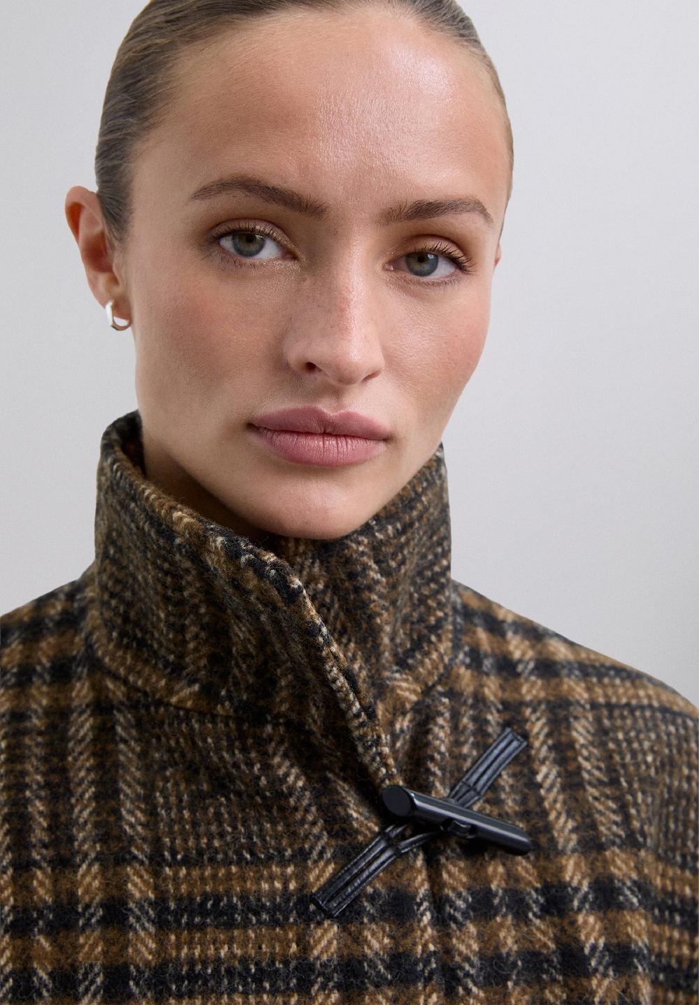 Scalpers CROPPED WOOL COAT BLACK/MUSTARD