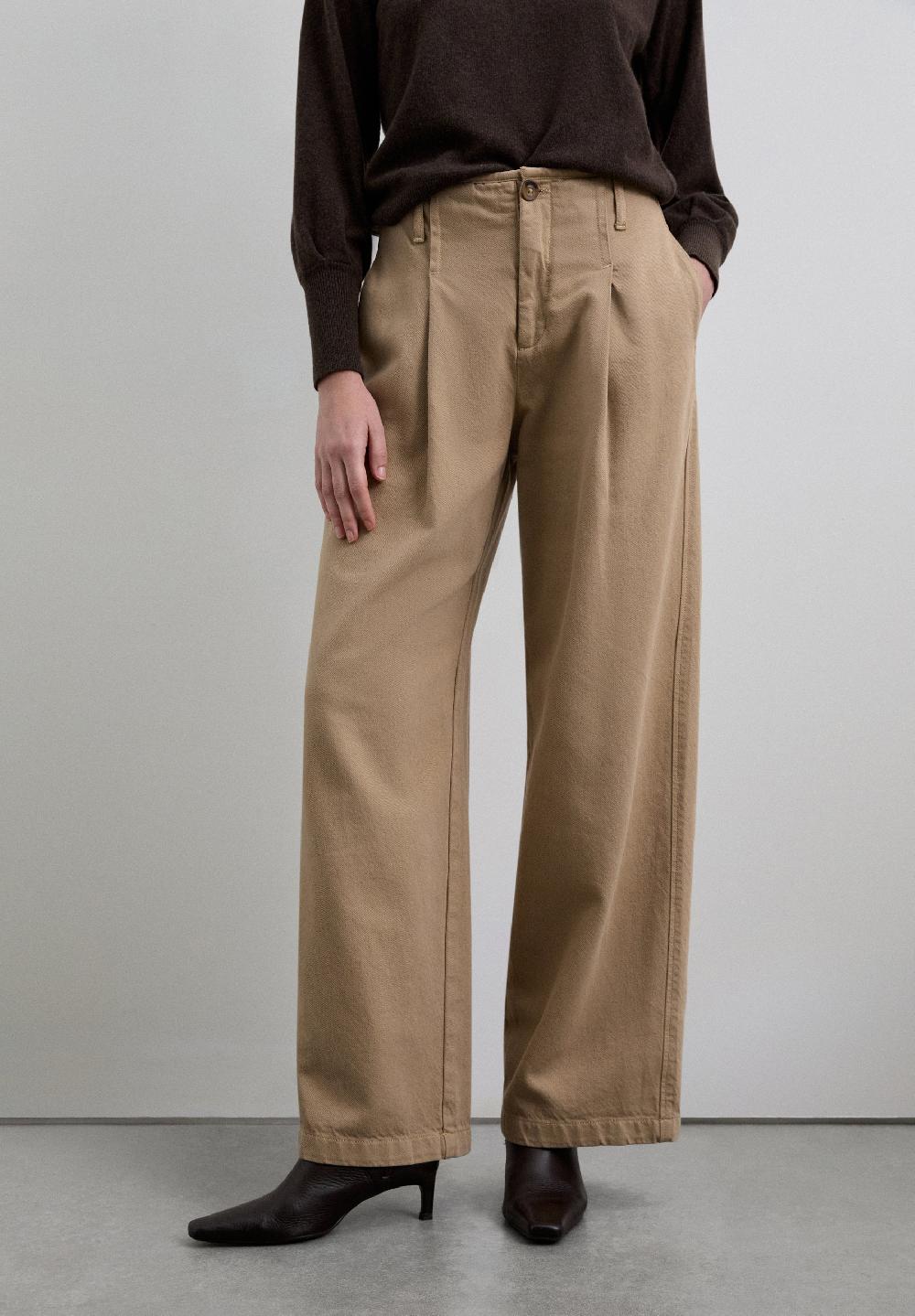 Scalpers DARTED COTTON TROUSERS BEIGE
