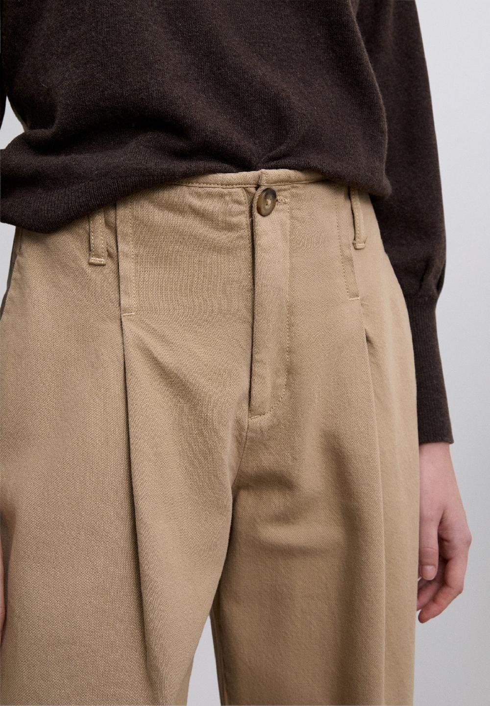 Scalpers DARTED COTTON TROUSERS BEIGE