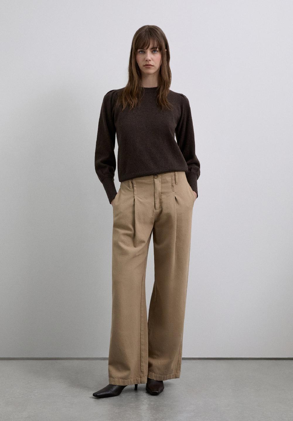 scalpers DARTED COTTON TROUSERS BEIGE