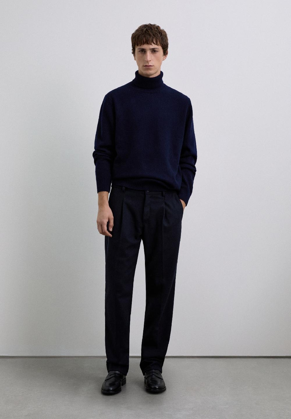scalpers DARTED WOOL BLEND TROUSERS NAVY